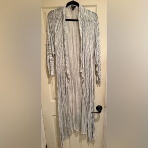 Striped Long Open Cardigan